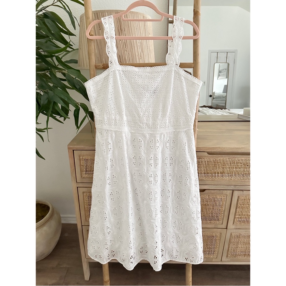 Ann Taylor White Eyelet Midi Dress